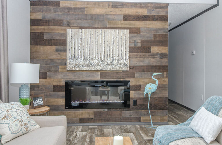 Barnboard Feature wall with Electric Fireplace