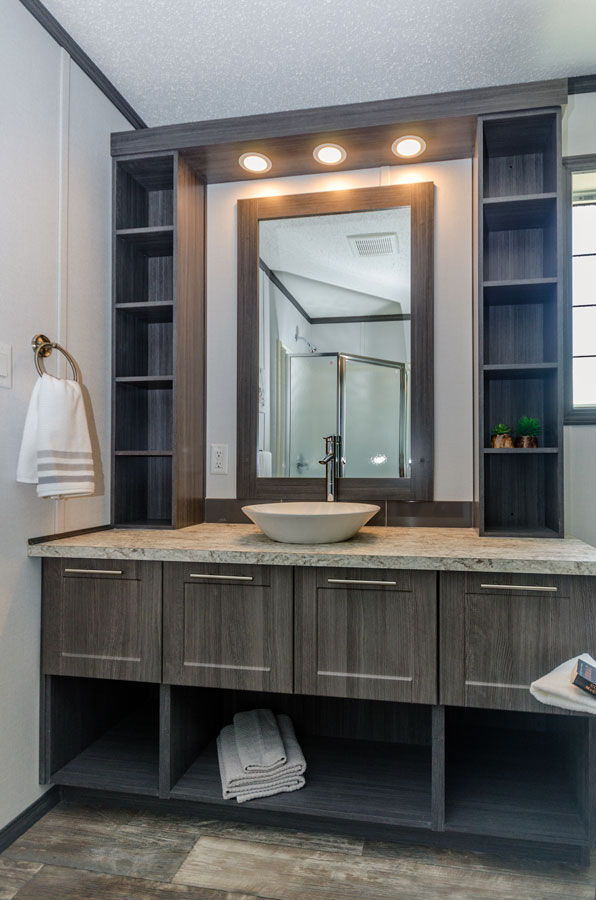 Open under Drawer Vanity with Tier