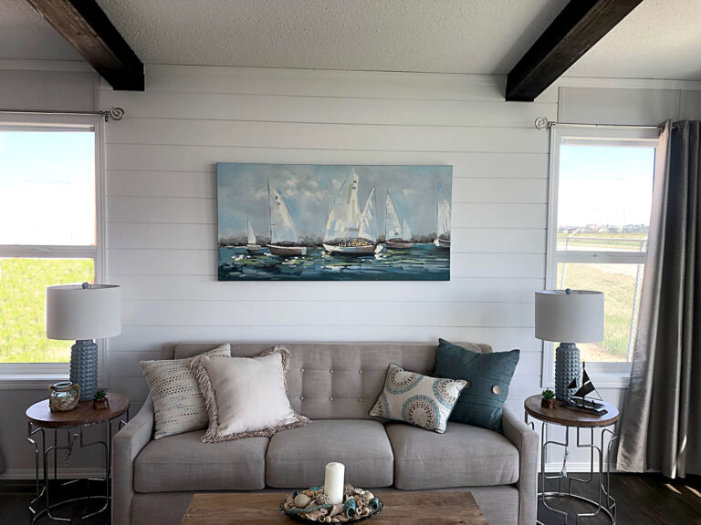 Arbour Cottage Living area with accent wall